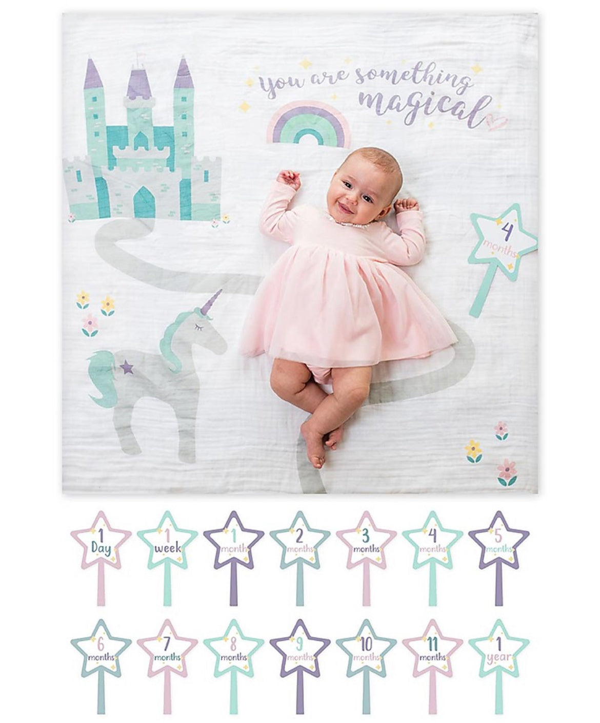 Kit Primo Anno Something Special - Copertina Swaddle in Mussola di Cotone + 14 Cards