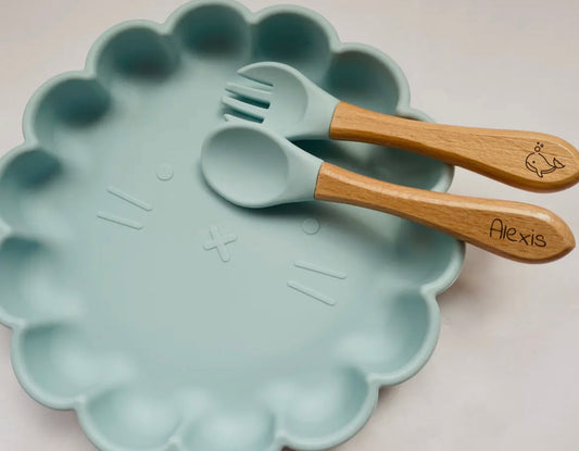 Set pappa in silicone azzurro