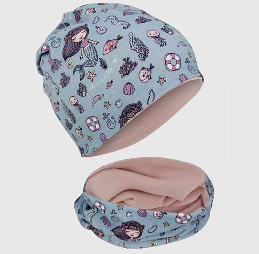 Cappellino e scaldacollo reversibile, 1-6 anni