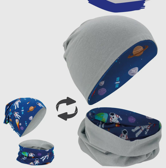 Cappellino e scaldacollo reversibile , 1-6 anni