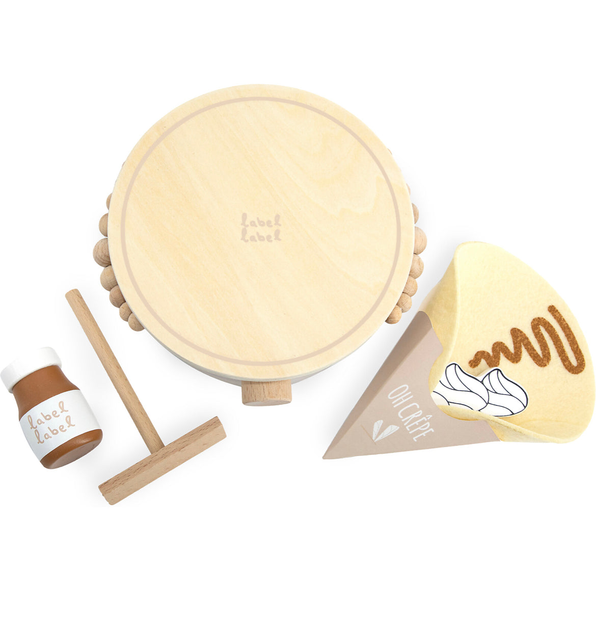 Set per Crepes in Legno - Beige - Legno di Faggio Certificato FSC