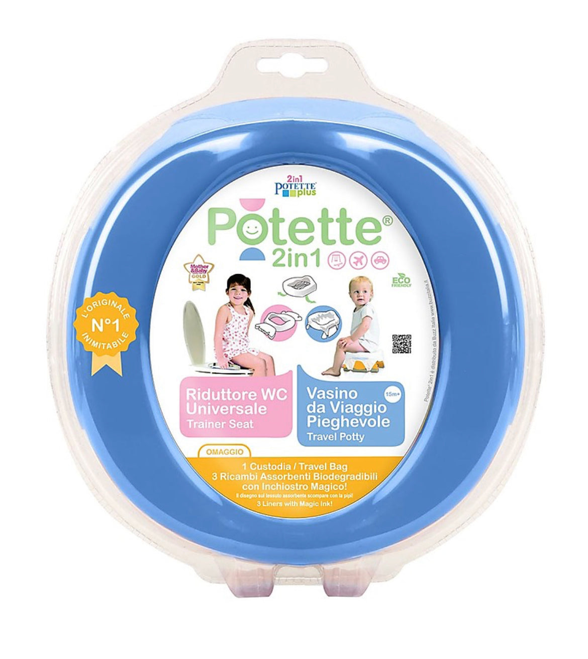 Potette 2in1, Vasino da Viaggio e Riduttore WC - include 3 ricambi