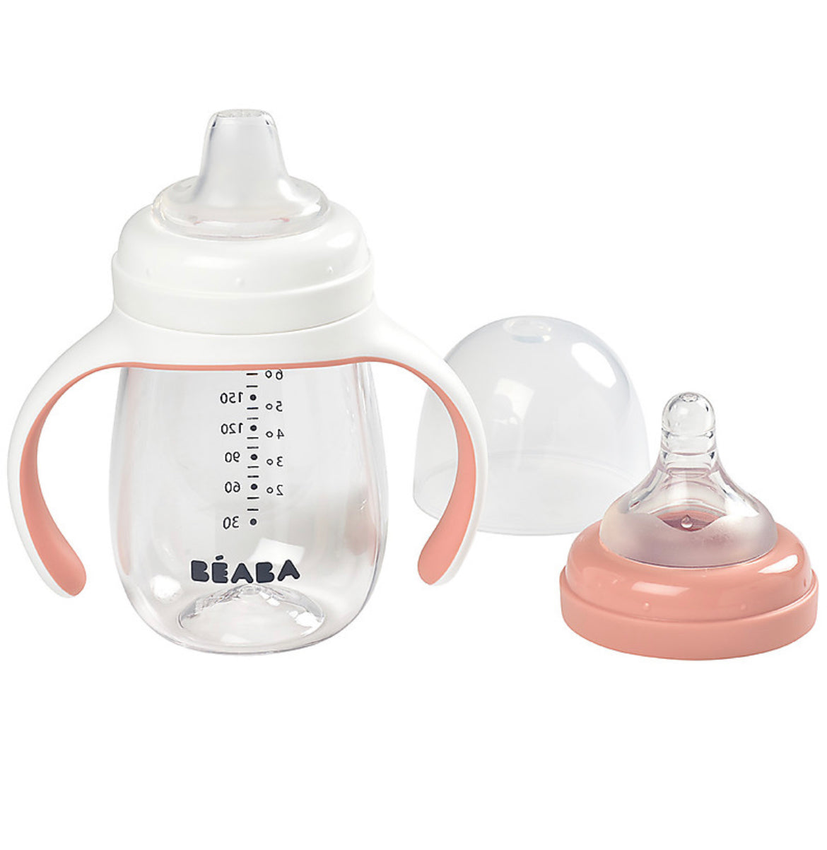 Béaba  Tazza da Apprendimento 2in1 - 210 ml - Rosa - Incoraggia il tuo Bambino all'Indipendenza