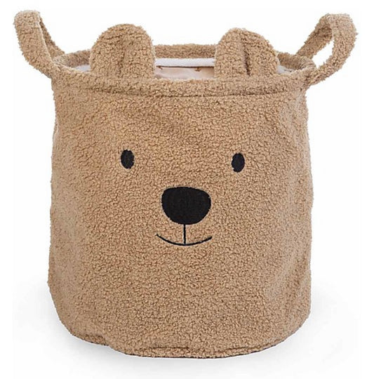 Childhome  Cesto Portaoggetti Teddy Beige - 30x30x30 cm - Ultra-morbido!