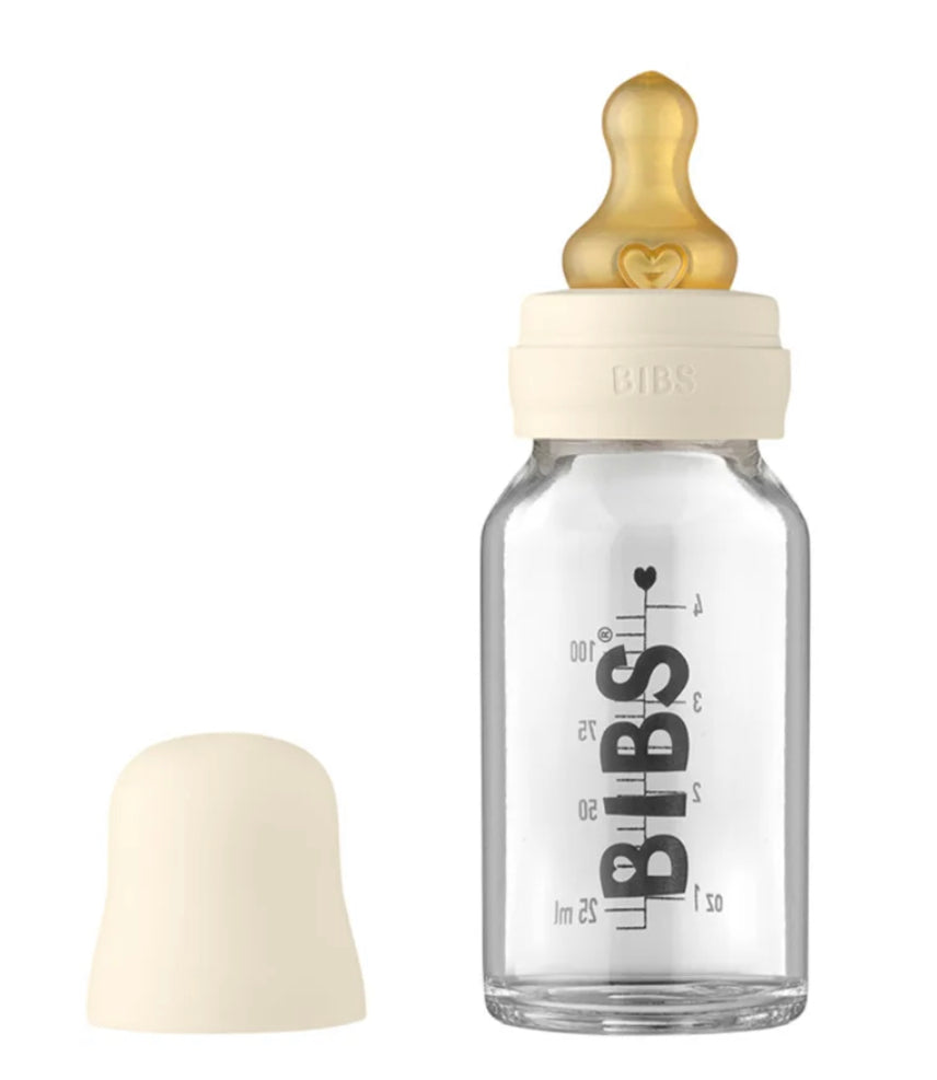 BIBS  Set Completo Biberon in Vetro - Nuvola - 110 ml Riciclabile e Lavabile in Lavastoviglie! - Nuovo Design