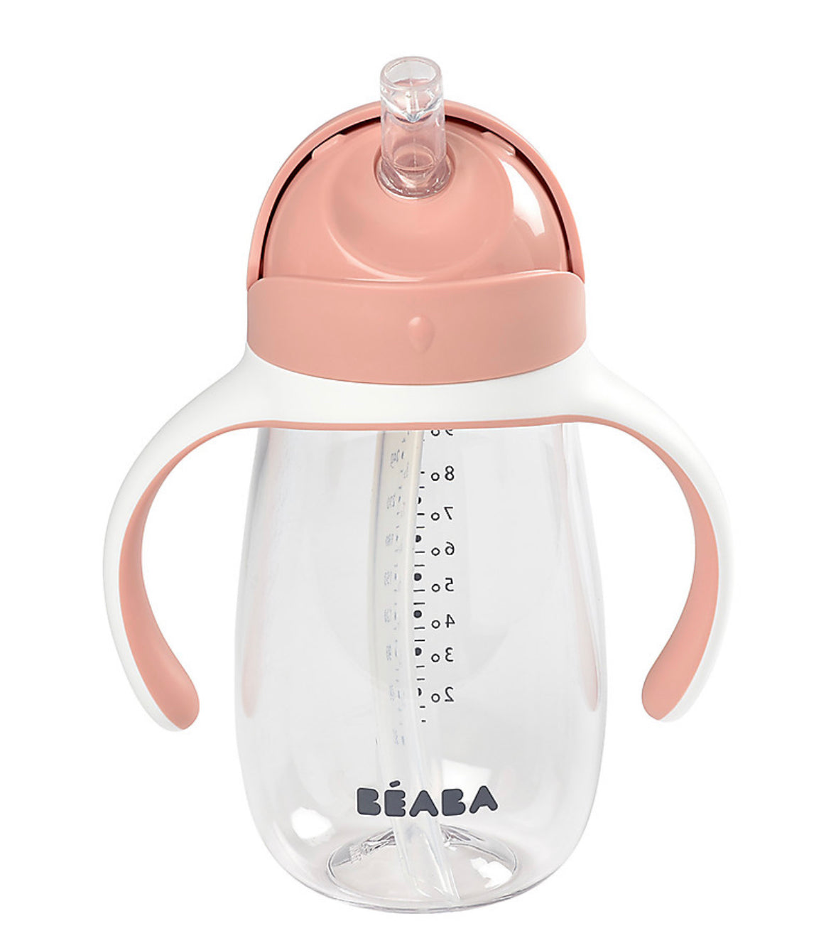 Béaba  Tazza con Cannuccia - 300 ml - Rosa - Per Imparare a Bere da Soli