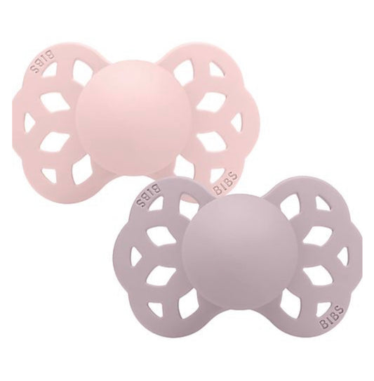 BIBS  Set di 2 Ciucci Infinity - Tettarella Anatomica in Silicone - Blossom/Dusky Lilac - Senza PBA e PVC!0-6 mesi