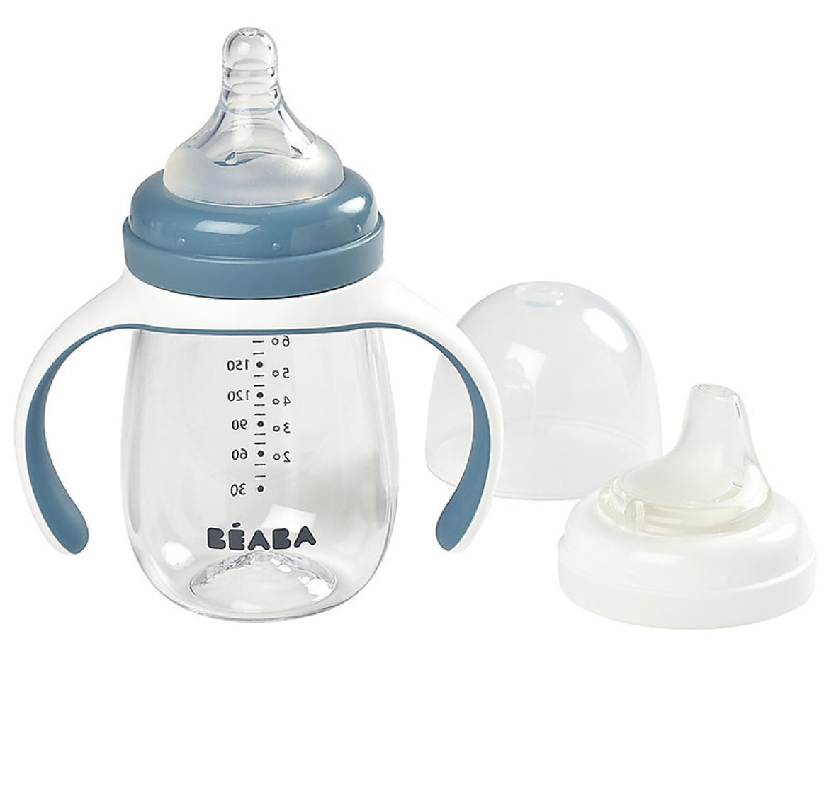 Béaba  Tazza da Apprendimento 2in1 - 210 ml - Blue - Incoraggia il tuo Bambino all'Indipendenza