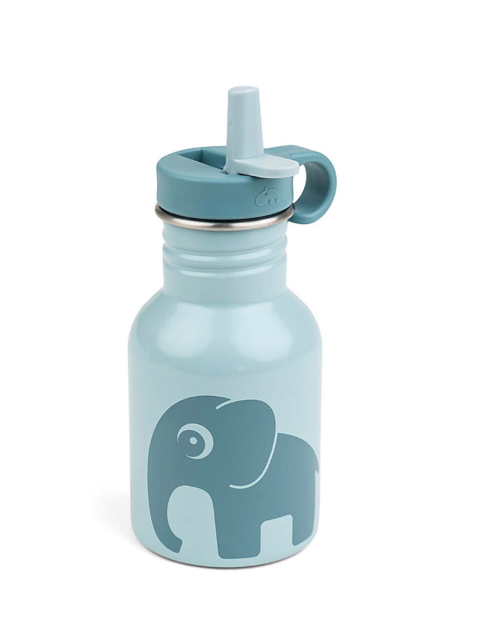 Done by dear-Borraccia in Metallo 350 ml - Elefante - Blu - con Cannuccia a Scomparsa!