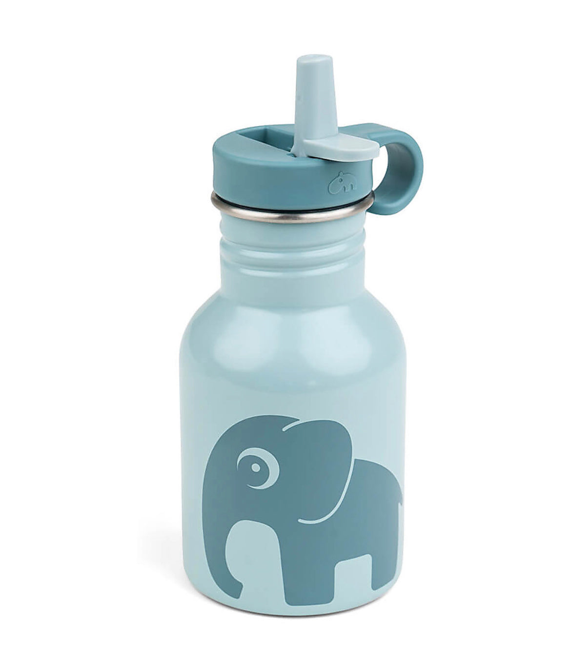 Done By Deer  Borraccia in Metallo 350 ml - Elefante - Blu - con Cannuccia a Scomparsa!